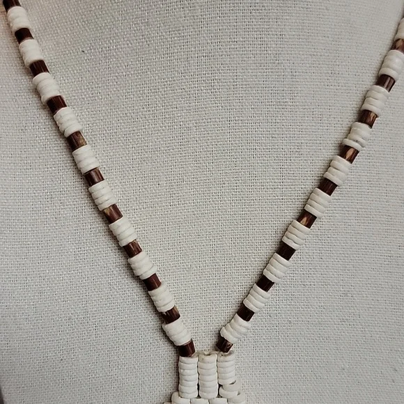 San Bushman Ostrich Shell Brown & Nut Necklace Namibia 18 Inch - Picture 3 of 5